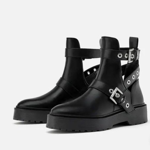 NWT Black Zara buckle boots booties, 7.5 - Picture 1 of 3